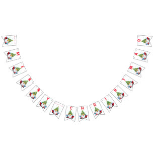 Christmas Bunting Flags Gnomes with Gifts - Fun