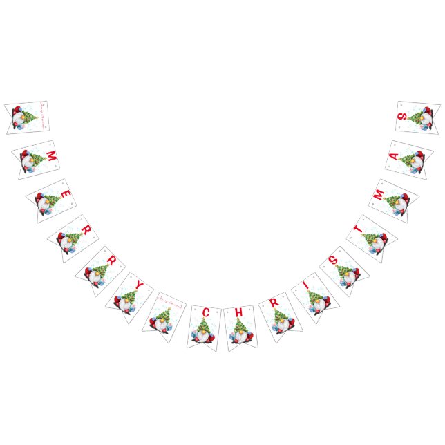 Christmas Bunting Flags Gnomes with Gifts - Fun (All)