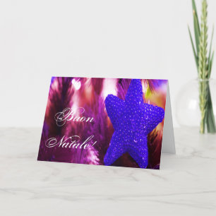 Christmas Buon Natale Purple Christmas Star III Holiday Card