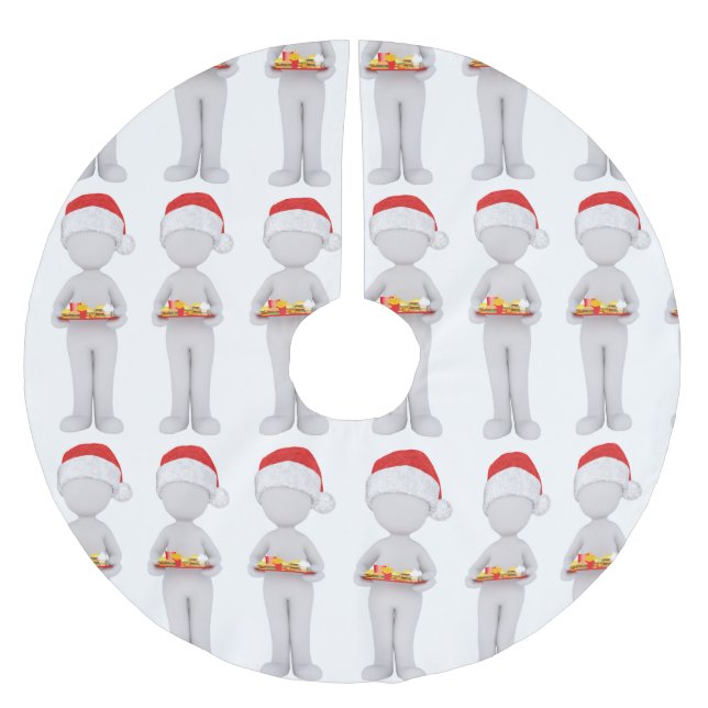 christmas burger santa brushed polyester tree skirt (Front)