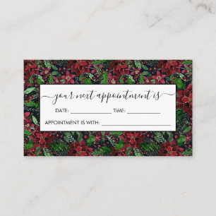 Christmas Burgundy Poinsettia Flowers Watercolor Appointment Card