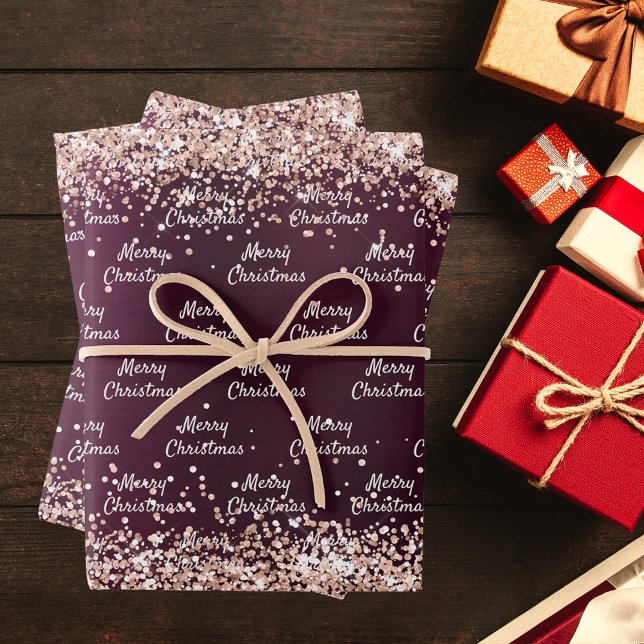 Christmas burgundy rose gold elegant wrapping paper sheet (Creator Uploaded)