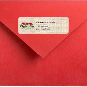 Christmas burlap beige rustic return address  label