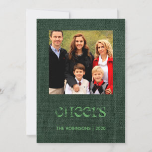 Christmas Burlap Damask Family Photo Holiday Card