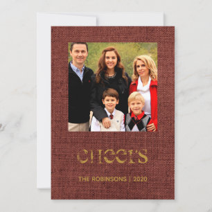 Christmas Burlap Holly and Ivy Family Photo Holiday Card