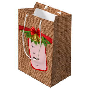 Christmas Burlap Medium Gift Bag