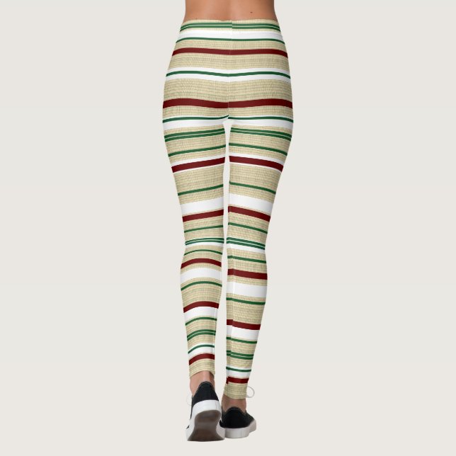 Christmas burlap striped  leggings (Back)