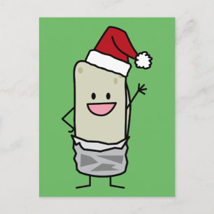 Christmas Burrito Waving Hello Santa Hat Holiday