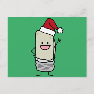 Christmas Burrito Waving Hello Santa Hat Holiday