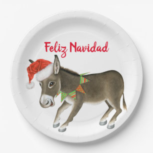 Christmas Burro Feliz Navidad Customisable Paper Plate