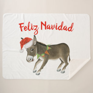 Christmas Burro Feliz Navidad Customisable Sherpa Blanket