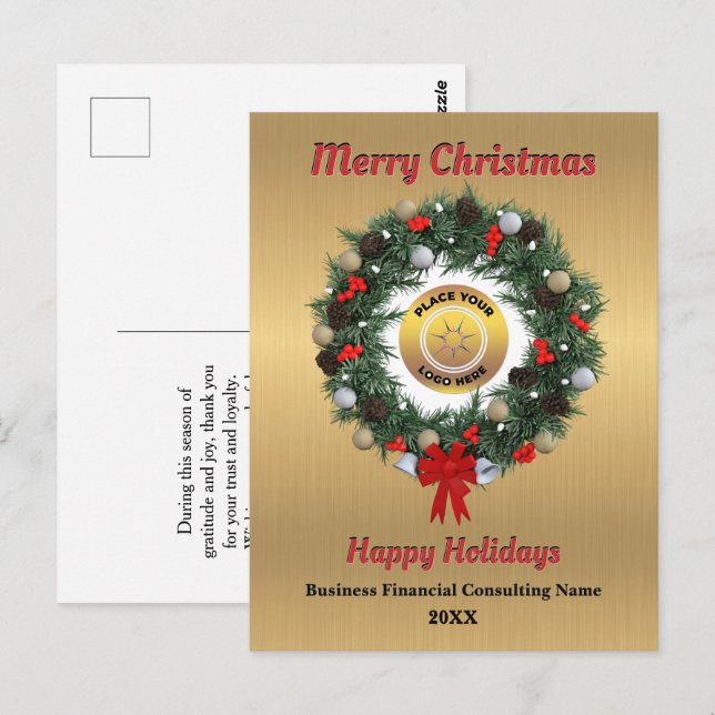 Christmas Business Company Logo Holidays Wishes  Postcard (Front/Back)