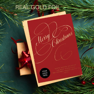 Christmas business corporate greetings custom logo foil holiday card