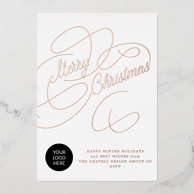 Christmas business corporate greetings custom logo foil holiday card (Front)