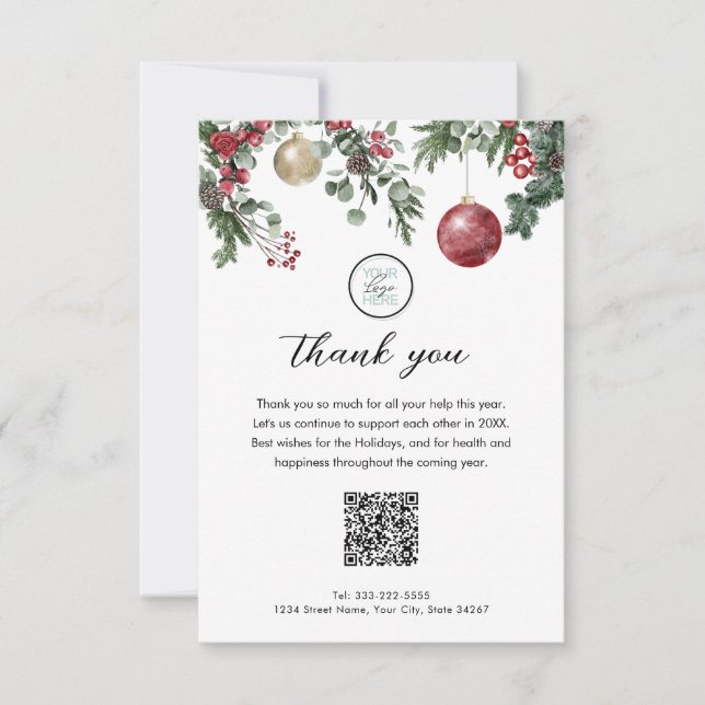 Christmas Business Logo Holiday Thank You (Front)