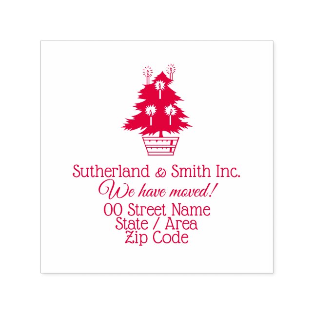Christmas business moving xmas tree new address self-inking stamp (Design)