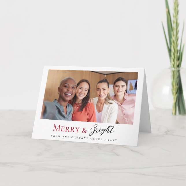 Christmas Business Team Photo Merry and Bright Holiday Card (Front)