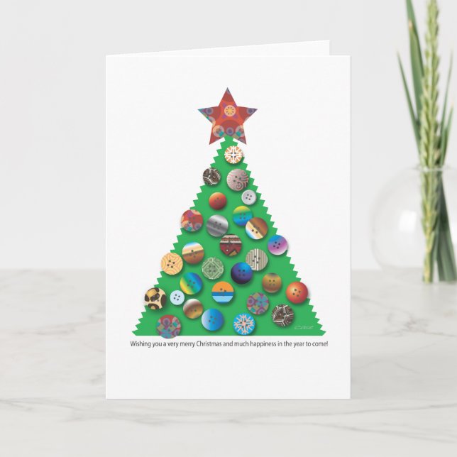 Christmas Button Tree greeting card (Front)