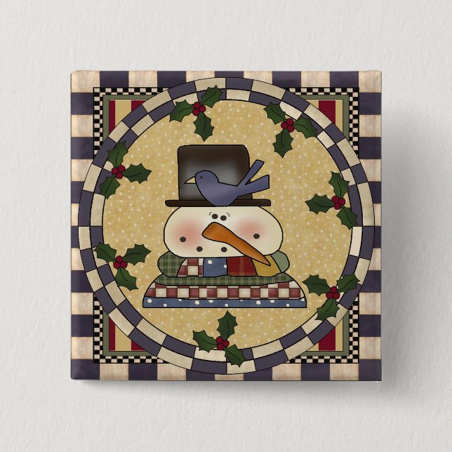 Christmas Button - Winter Snowman (Front)