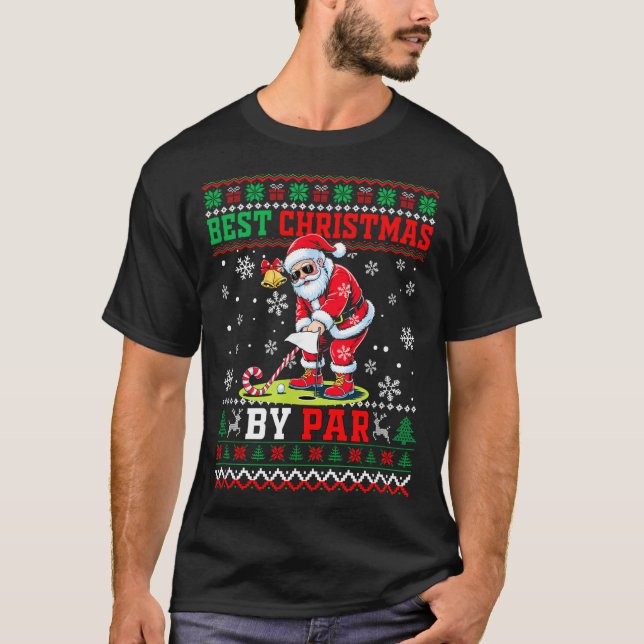 Christmas By Par Santa Sweater Playing Golf Golfer (Front)