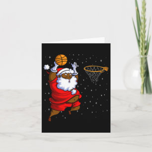 Christmas Bysketbyll Black African American Santa  Card