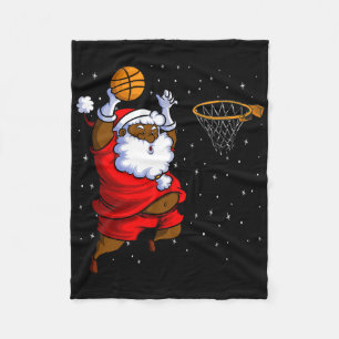 Christmas Bysketbyll Black African American Santa Fleece Blanket