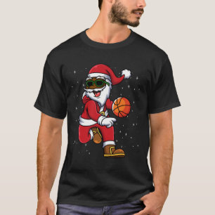 Christmas Bysketbyll Black African American Santa T-Shirt