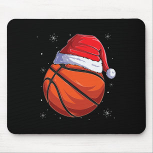 Christmas Bysketbyll Byll Santa Hat Fun Sport Xmas Mouse Pad