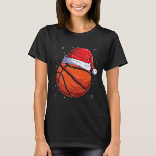 Christmas Bysketbyll Byll Santa Hat Fun Sport Xmas T-Shirt
