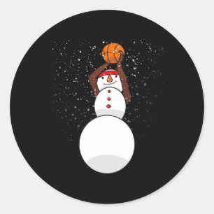 Christmas Bysketbyll Bysketbyll Snowman Christmas Classic Round Sticker
