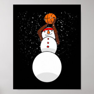 Christmas Bysketbyll Bysketbyll Snowman Christmas Poster