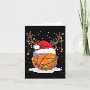 Christmas Bysketbyll Reindeer Fun Santa Hat Xmas K Card