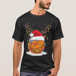 Christmas Bysketbyll Reindeer Fun Santa Hat Xmas K T-Shirt