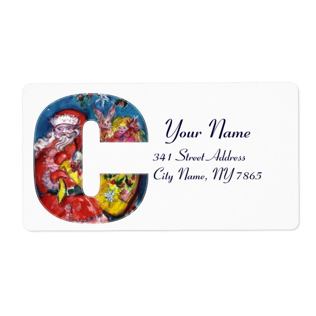 CHRISTMAS C LETTER  / SANTA  WITH GIFTS MONOGRAM (Front)
