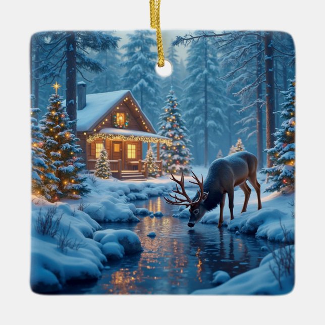 Christmas Cabin Ornament (Front)