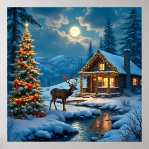Christmas Cabin Poster