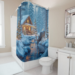 Christmas Cabin Shower Curtain