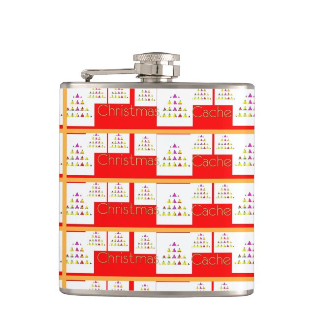 Christmas Cache Vinyl Wrapped Flask (Front)