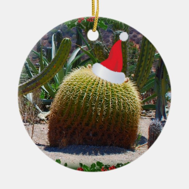 Christmas Cactus Ceramic Ornament (Front)
