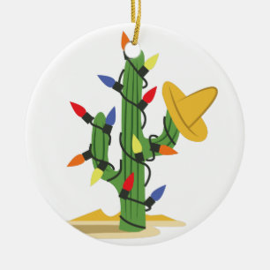 Christmas Cactus Ceramic Tree Decoration