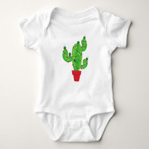 Christmas Cactus, Christmas Lights, Cute Cactus Baby Bodysuit