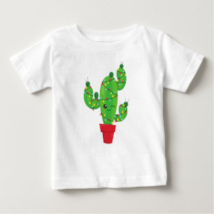 Christmas Cactus, Christmas Lights, Cute Cactus Baby T-Shirt