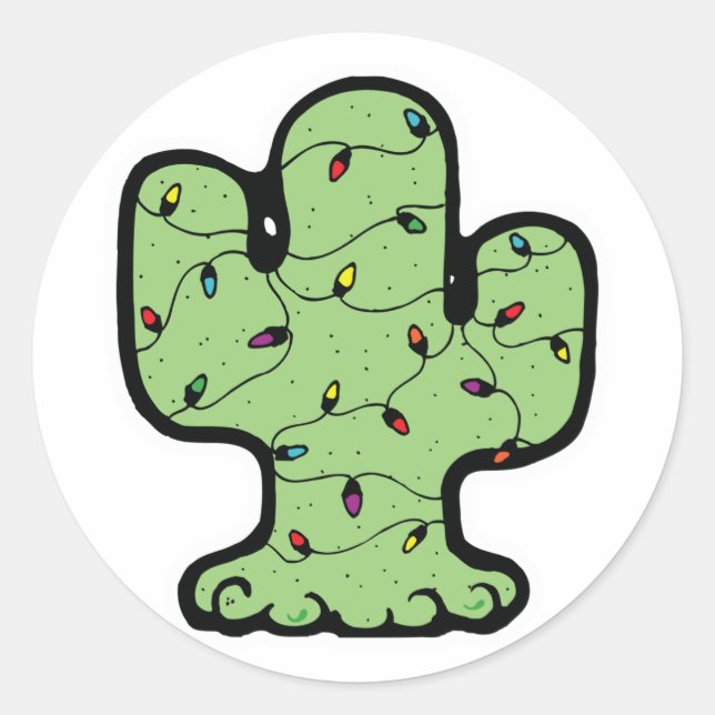 christmas cactus classic round sticker (Front)