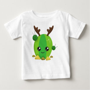Christmas Cactus, Cute Cactus, Antlers, Holiday Baby T-Shirt
