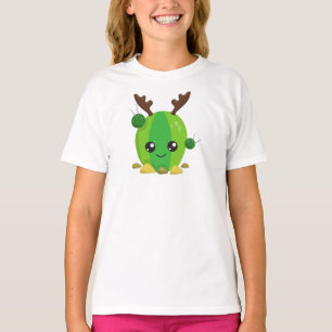Christmas Cactus, Cute Cactus, Antlers, Holiday T-Shirt