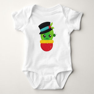 Christmas Cactus, Cute Cactus, Hat, Mistletoe Baby Bodysuit