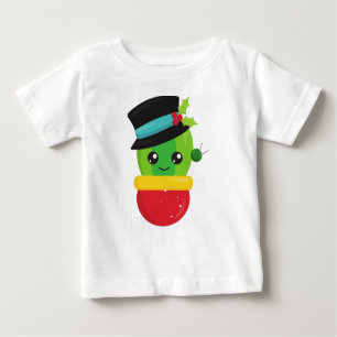 Christmas Cactus, Cute Cactus, Hat, Mistletoe Baby T-Shirt