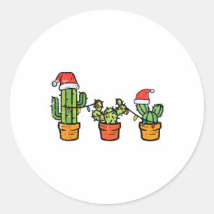 Christmas Cactus Cute Succulent Plant Xmas Men Wom Classic Round Sticker