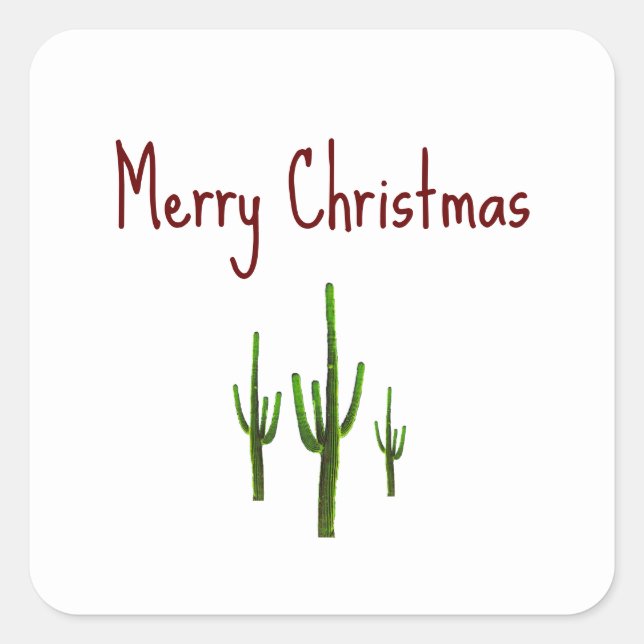Christmas Cactus Desert Southwest Holiday Square Sticker (Front)