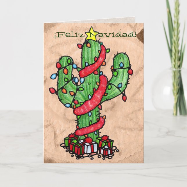 Christmas Cactus Greeting Card (Front)
